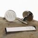 Handcrafted 925 Silver Personalized Cufflinks Tie Bar Set